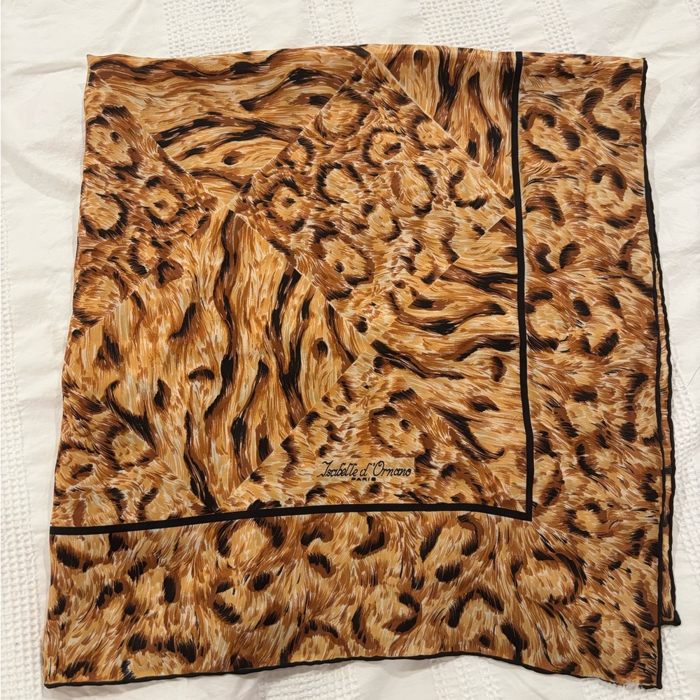 Leopard Print Scarf, vintage Isabelle D Orano France